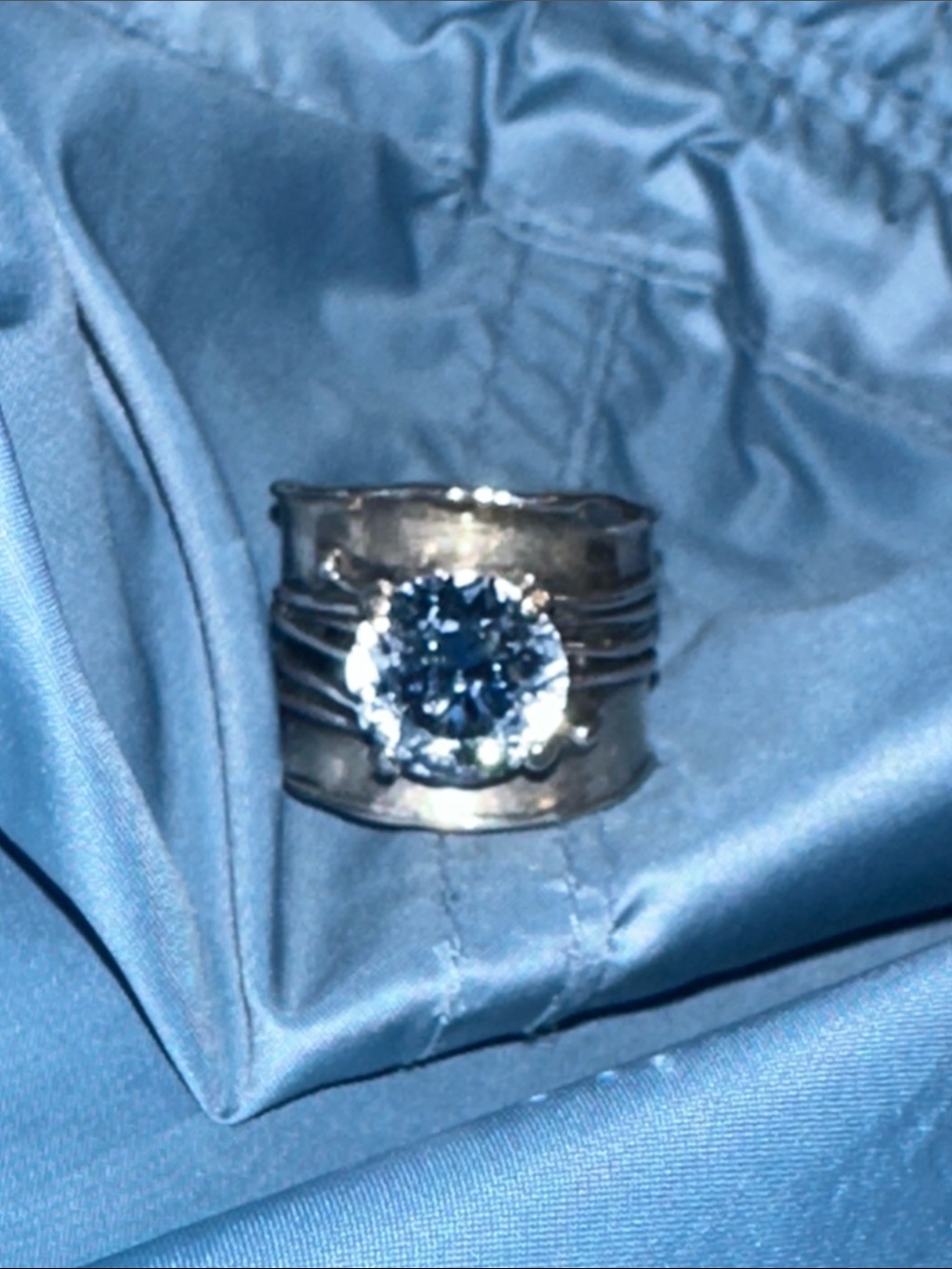 Size 6 - Sterling Silver & Aquamarine Ring w/filigree embellishments
